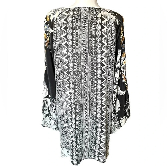 Johnny Was BIYA Floral Embroidered Silk Boho Tunic Blouse - Picture 6 of 6